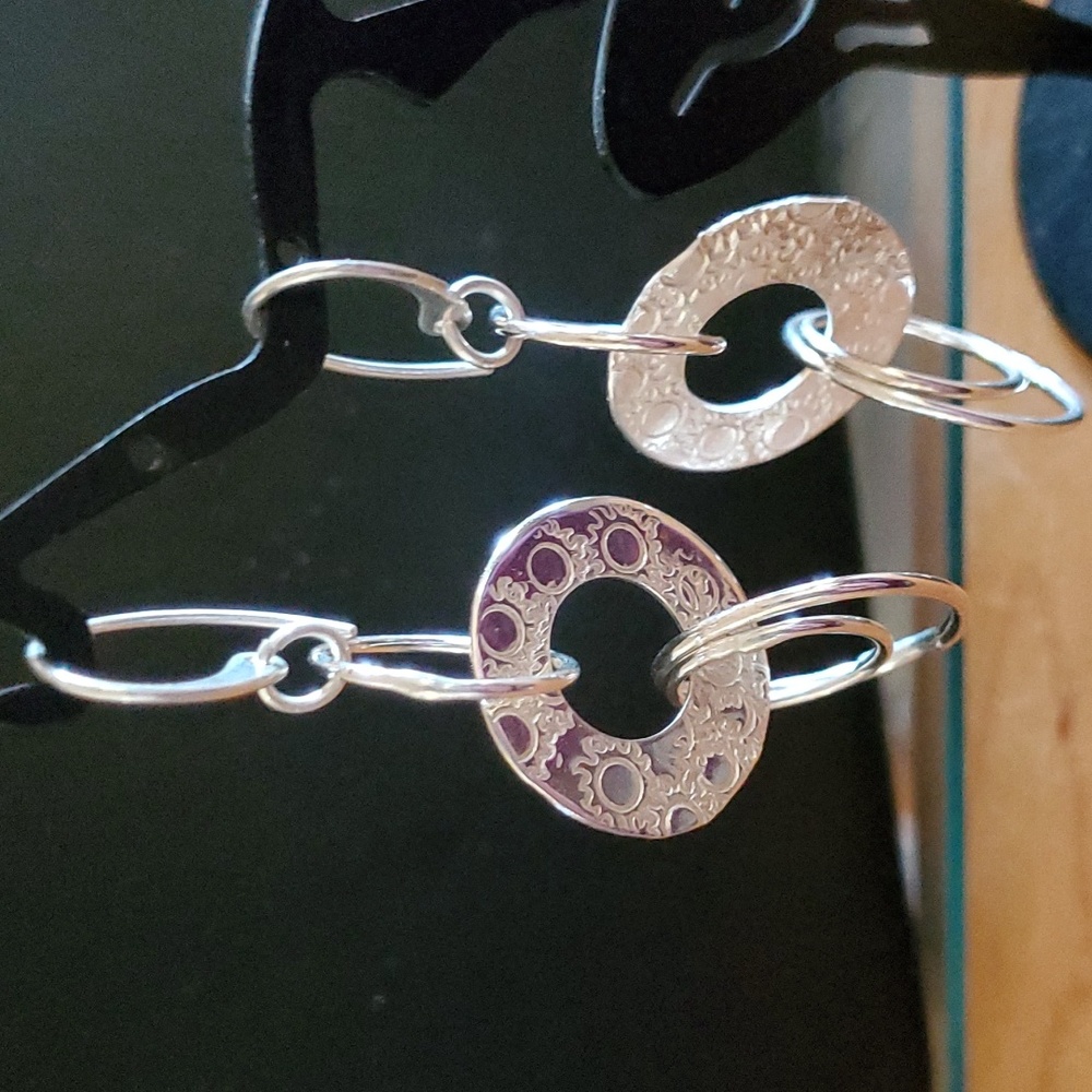 Sapphireskies Designs Handmade Sterling Silver Stamped Sun Dangle Earrings